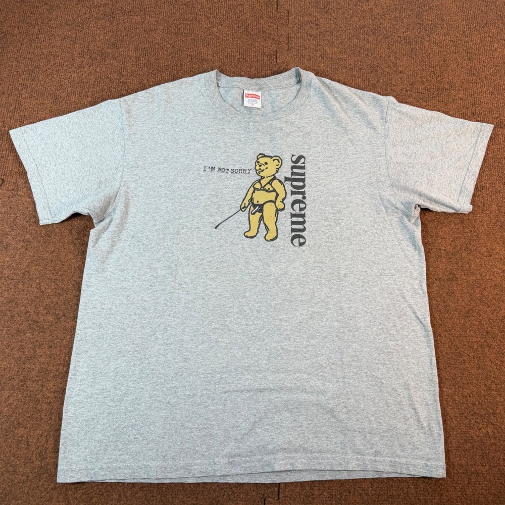 Supreme Im Not Sorry Bear T Shirt Mens Medium Grey Graphic Tee Streetwear
